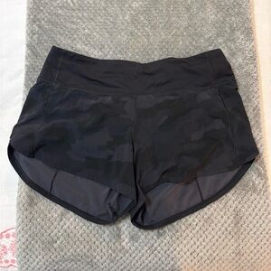 Women's Black Camo Lululemon Speedup Shorts